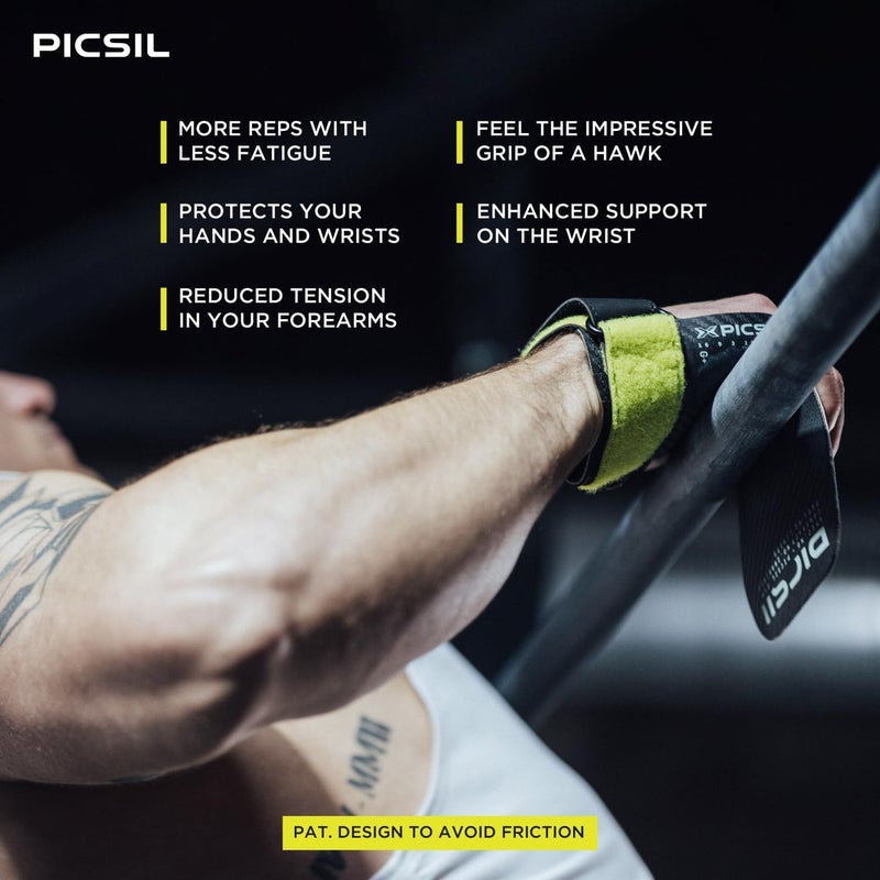 PICSIL Hawk Grips+ Wristbands + Bag, Use Without Magnesium, Grip on All Supercies and Bars, Designed for All Athletes, Crosstraining Gloves - Image 3